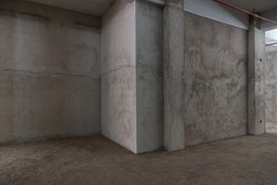 Concrete walls and pillars of the interior rough room