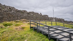 The Law Rock in Thingvellir, Iceland. It is the place of the first parliament (called Althing) in the world, founded in 930.