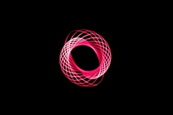 TIGHT BRIGHT RED SWIRLS OF NEON LIGHT ON A BLACK BACKGROUND