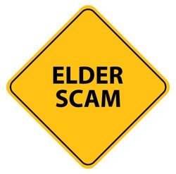 elder scam sign on white background	