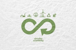 circular economy icons on paper background