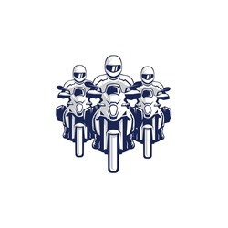 Motorcycle adventure touring group vector illustration isolated