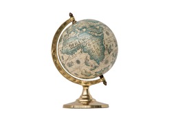 Old Style World Globe - Antique world globe isolated on white background.  Studio close up.  Showing Africa and some of Middle East.