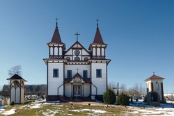Ancient vintage church of St George in Polonechka village, Brest region, Belarus. 