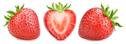 Collection strawberry. Strawberry isolate. Strawberries isolated on white background