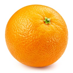 One orange isolated on white background close up. Orange Clipping Path. Orange macro studio photo