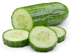 Cucumber slice isolated. Cucumber on white. Full depth of field. With clipping path