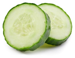 Cucumber slice isolated on white background. Cucumber on white. Cucumber with clipping path