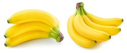 Banana fruit. Collection organic banana isolated on white background. Banana with clipping path