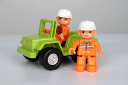 Plastic Workers Toy with Vehicle