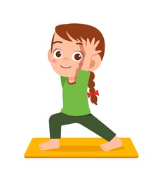 happy cute little kid doing exercise