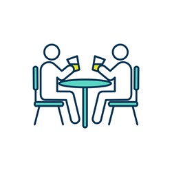 Drinking with friends RGB color icon. Stress relief. Leisure, free time. Friendship. Loneliness prevention. Mutual affection relationship. Mental health improvement. Isolated vector illustration