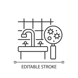 Mold linear icon. Molds and bacteria can produce dangerous microscopic airborne particles. Thin line customizable illustration. Contour symbol. Vector isolated outline drawing. Editable stroke