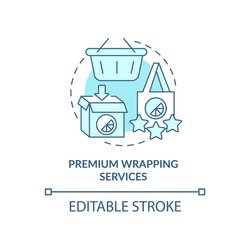 Premium wrapping blue concept icon. Exclusive loyalty program benefits abstract idea thin line illustration. Paid program for better perks. Vector isolated outline color drawing. Editable stroke