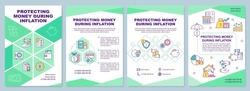 Protecting money during inflation brochure template. Leaflet design with linear icons. Editable 4 vector layouts for presentation, annual reports. Arial-Black, Myriad Pro-Regular fonts used