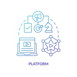 Platform blue gradient concept icon. Online service. Content contribution. Creator economy stakeholder abstract idea thin line illustration. Isolated outline drawing. Myriad Pro-Bold font used
