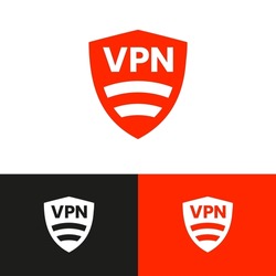 Shield security VPN logo vector design concept. Safety logomark illustration template. Can representing safety, blockchain, website, defence, attack, virus, hacker, padlock, key.