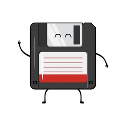 Cute diskette or floppy disk character vector illustration in kawaii design style, isolated on white background. Editable realistic art image illustration EPS file. Perfect graphic resources for you.