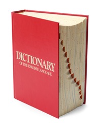 Red English Dictionary Isolated on White Background.