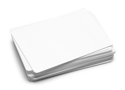 Pile of Blank Cards Isolated on a White Background.
