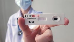 Doctor show rapid laboratory COVID-19 test for diagnosis new Corona virus infection(novel corona virus disease 2019 or COVID)from Wuhan, ready for screening and treatment. Pandemic infectious concept