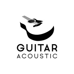 Acoustic guitar logo retro hipster, icon of classical acoustic guitar