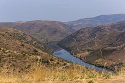 River Douro next to the mouth of the river Coa. Vila Nova de Foz Coa Municipality. Douro Region.