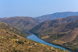 River Douro next to the mouth of the river Coa. Vila Nova de Foz Coa Municipality. Douro Region.