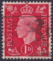 Ankara, Turkey- 02.22.2021:  Vintage stamp printed in Great Britain 1941 shows , King George VI