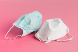 a surgical masks and a N95 95 percent particulate face mask sometimes used for protection from respiratory  viruses such as SARS and Coronavirus
