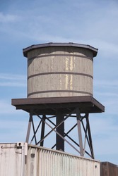 Old style water tower in a rural community