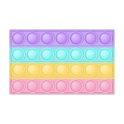 Popit figure rectangle as a fashionable silicon toy for fidgets. Addictive anti stress toy in pastel rainbow colors. Bubble anxiety developing pop it toys for kids. Vector illustration isolated on