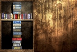 In - wall Bookshelf and The World, (John 3:16)