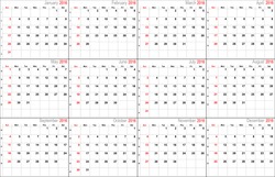 Vector calendar planner schedule 2016 week starts with Sunday