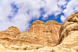 Dana Biosphere Reserve, uncontaminated hiking and trekking ecotourism destination in Fenyan area, central western Jordan. Scenic rock formations and landscape views.