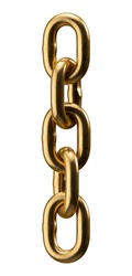 Golden chain alphabet. Letter I isolated on white background. 3d illustration.