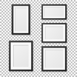 Vector realistic blank picture frame template set isolated. EPS10.