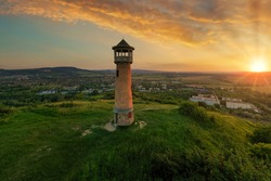 Strazsa hill lookout tower in Hungary between of dorog and Ezstergom city. Amazing lookout point and education trail is here. Hungarian name is Strazsa hegyi kilato.