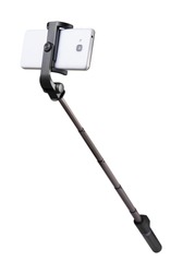 Selfie stick monopod and cellphone isolated on white with clipping path