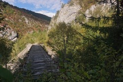 Wooden train tracks on the Ciro trail from Sarajevo to Pale, Bosnia 2020