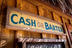 Cash or barter store front.