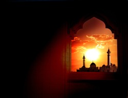 Ramadan Kareem background.Mosque window 