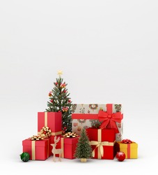 Christmas wallpaper with tree and gifts