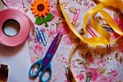 Scrapbooking. A set of accessories for handmade, creativity.