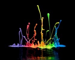 Paint Splatter on Speaker, Linear Rainbow Colors