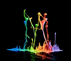 Paint Splatter from Speaker, Rainbow Colors