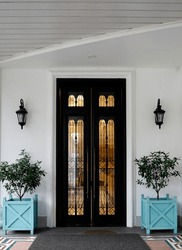 Beautiful modern and classic mix door entrance architecture design