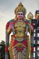 hindu god lord murugan statue decorated 