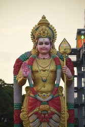 hindu god lord murugan statue decorated 