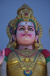 hindu god lord murugan statue temple decorated 